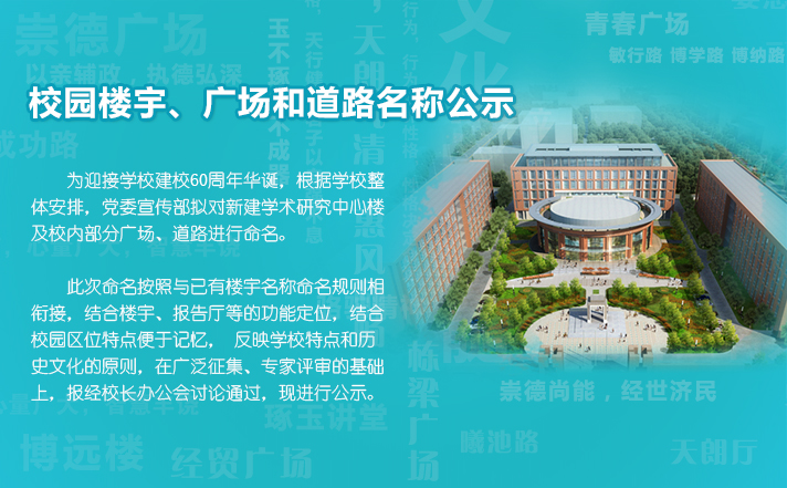 首经贸校园楼宇、广场和道路名称公示